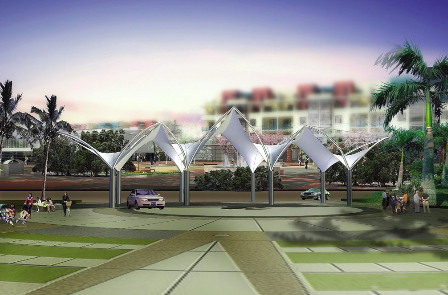 膜结构车棚,标志性小品膜结构,体育看台膜结构